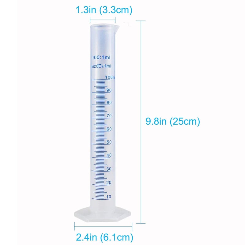 GRRONZEE 10Pack 100ml Plastic Graduated Cylinder, Plastic Measuring Cylinder Set, 2-Sided Marking Lab Cylinders, Clear Science Measuring Cylinder for Home and School Science, Laboratory Supplies - Image 2